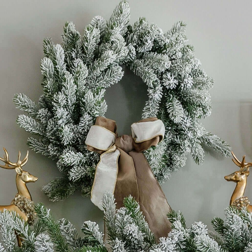 24" King Flock Artificial Christmas Wreath Unlit | King of Christmas