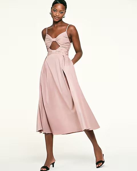 Sleeveless Bow Cut Out Midi Dress | Express