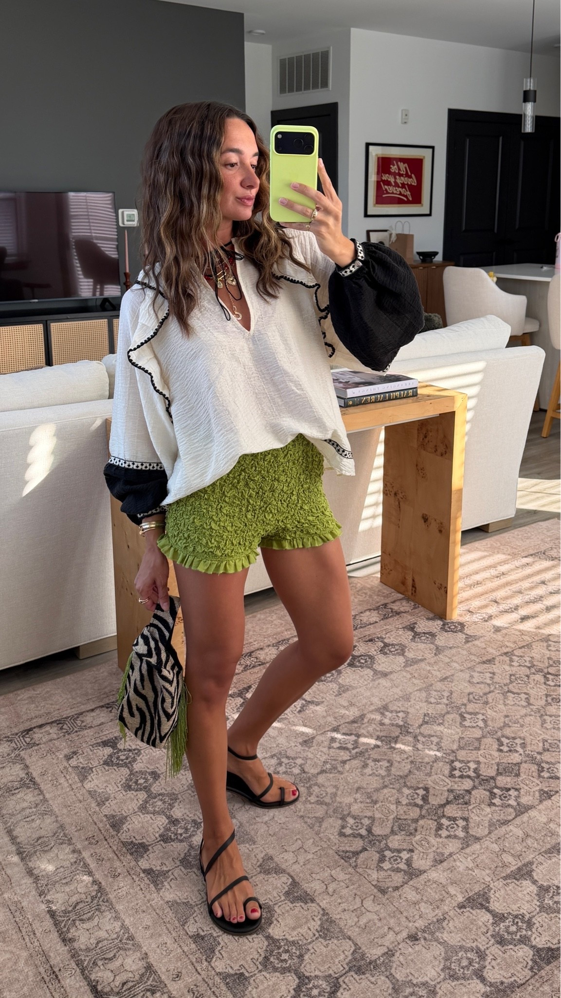 Easy comfy combo! Small top and shorts! Bag is from Le Nodo!