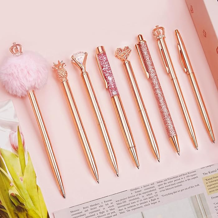 WEMATE 8Pcs Ballpoint Pens Set,Ballpoint Pen Bling for Women,Girly Pens,Black and Blue Ink Ball P... | Amazon (CA)