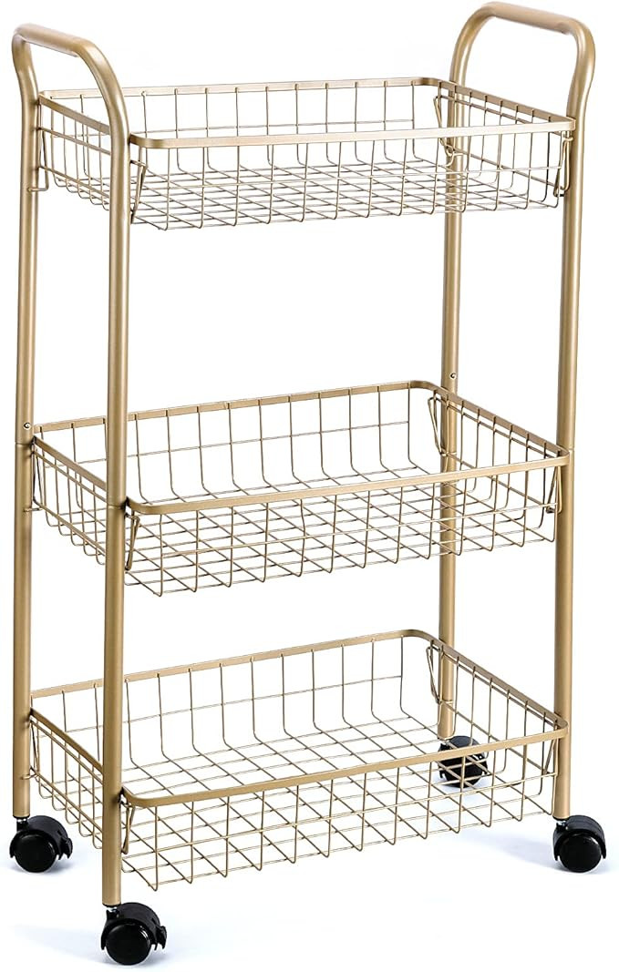 MNOPQ 3 Tier Rolling Utility Cart, Storage Trolley Service Cart with Wheels Easy Assembly for Kit... | Amazon (US)