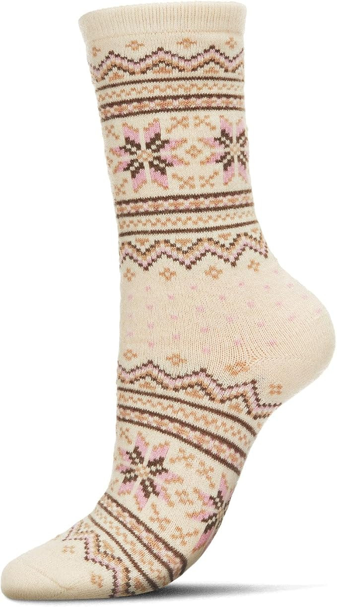 MeMoi Women's Soft Fair Isle Cashmere Blend Crew Socks Medium Gray Heather 9-11 | Amazon (US)