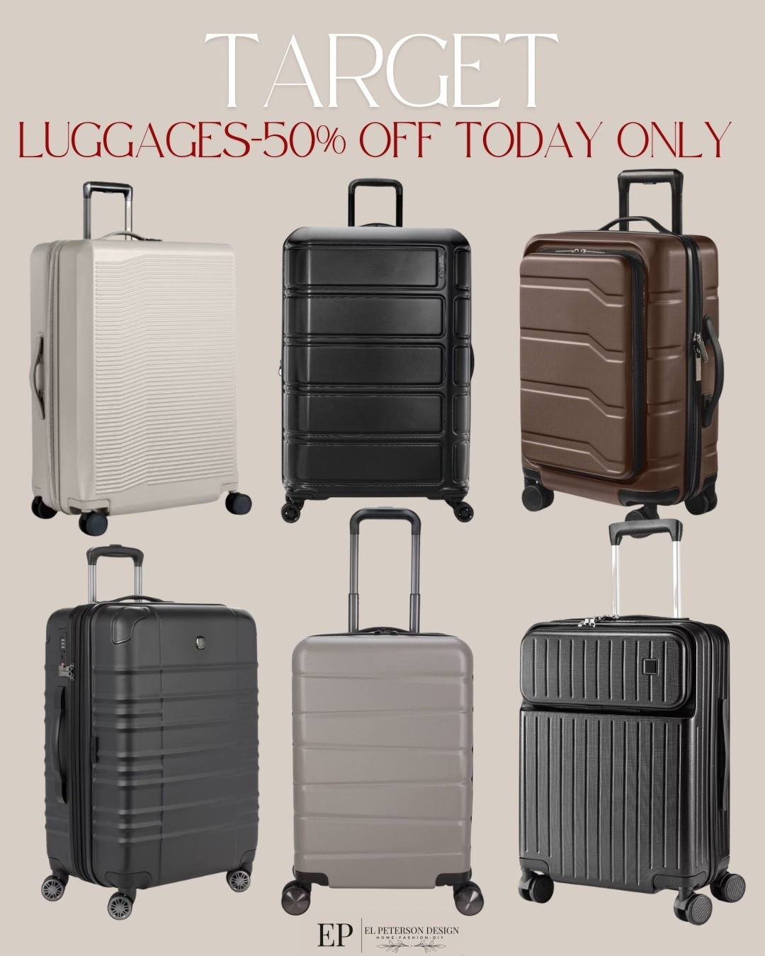 Target
50% off Luggages w/circle
Luggages 

#LTKHome #LTKSaleAlert