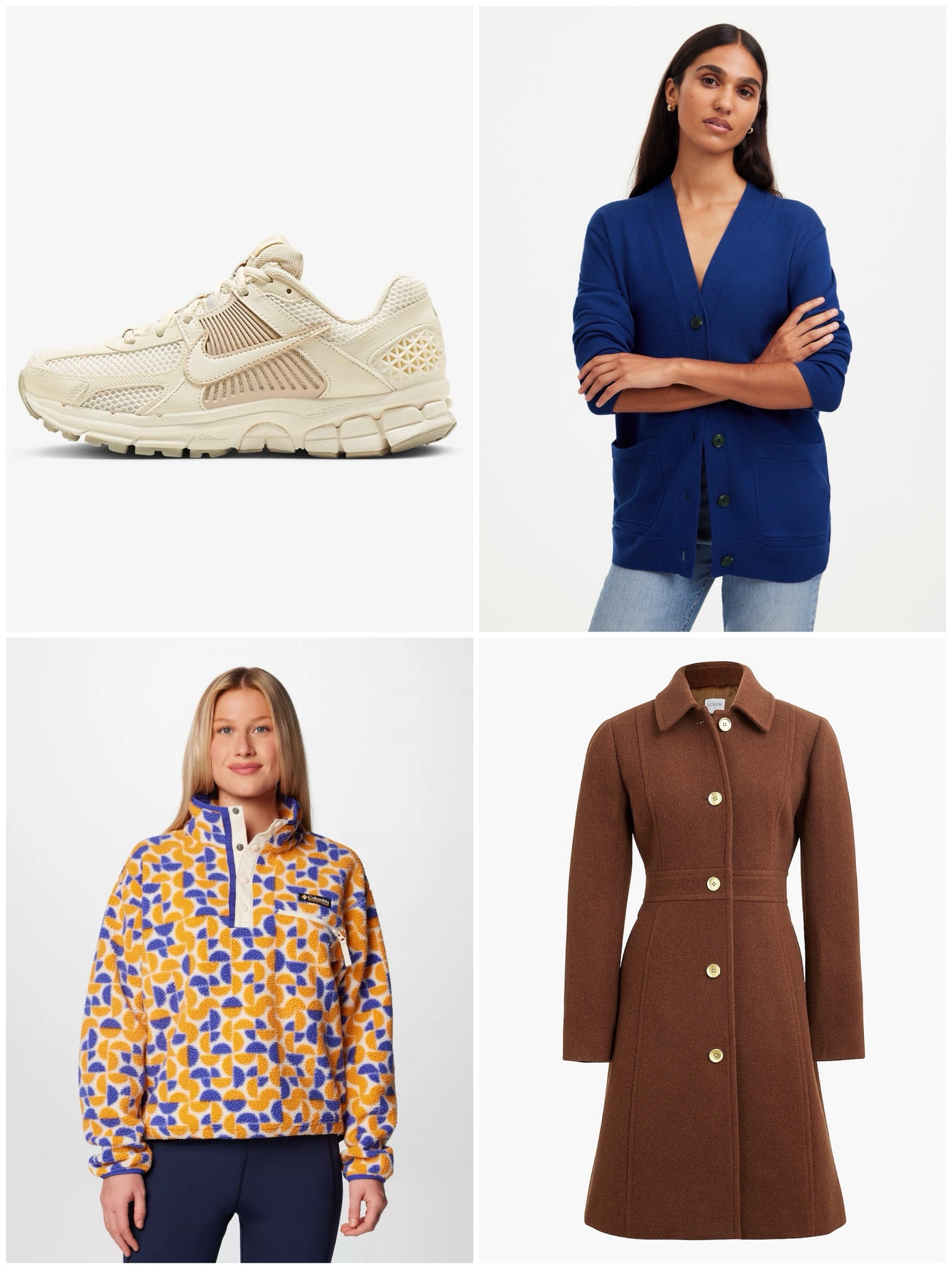 This week’s favorites:
Nike Zoom Vomero - a comfy dad sneaker
Madewell - particularly this cardigan in the spring navy family
Columbia - colorful fleece. This pullover is best for warm & clear springs. 
J.Crew Factory - spring brown dress coat with gold buttons

#createdcolorful #createdcolorfulspring #hocspring #tcispring #pcaspring #lightspring #warmspring #truespring #brightspring #clearspring #paintboxspring #bluespring

#LTKStyleTip #LTKSeasonal #LTKSaleAlert