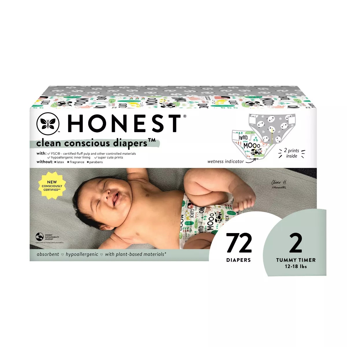 The Honest Company Clean Conscious Disposable Diapers - Barnyard Babies & Pandas - Size 2 - 72ct | Target