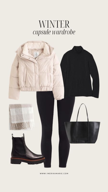winter capsule wardrobe. winter outfit. puffer jacket. leggings. tote bag. black boots.

#LTKstyletip #LTKfindsunder100 #LTKSeasonal