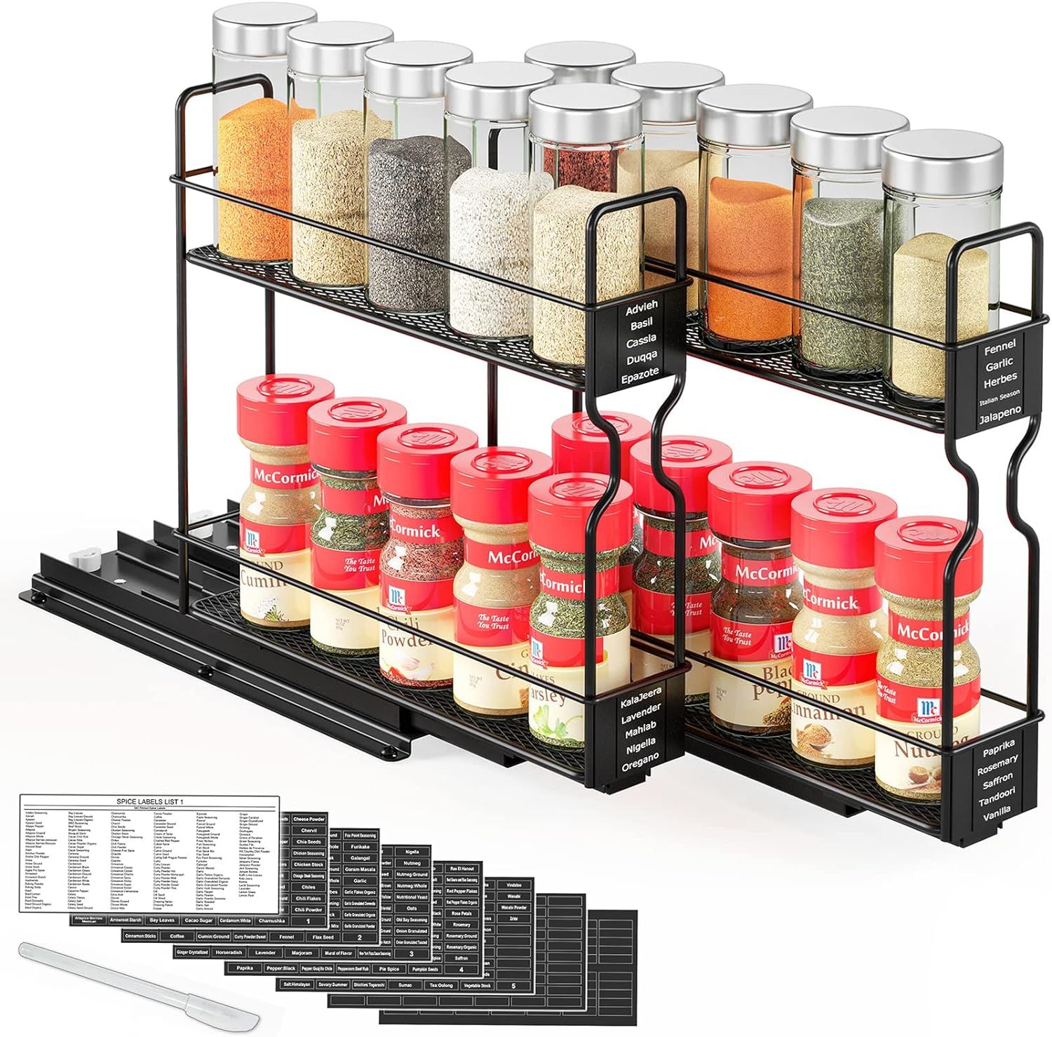 SpaceAid Pull Out Spice Rack Organizer for Cabinet, Heavy Duty Slide Out Seasoning Kitchen Organi... | Amazon (US)