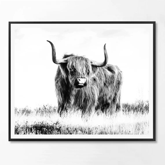 Bull Print, Bull art, Bull photo, Black and White print, Animal print, Minimal photo, Minimalist, Na | Etsy (US)