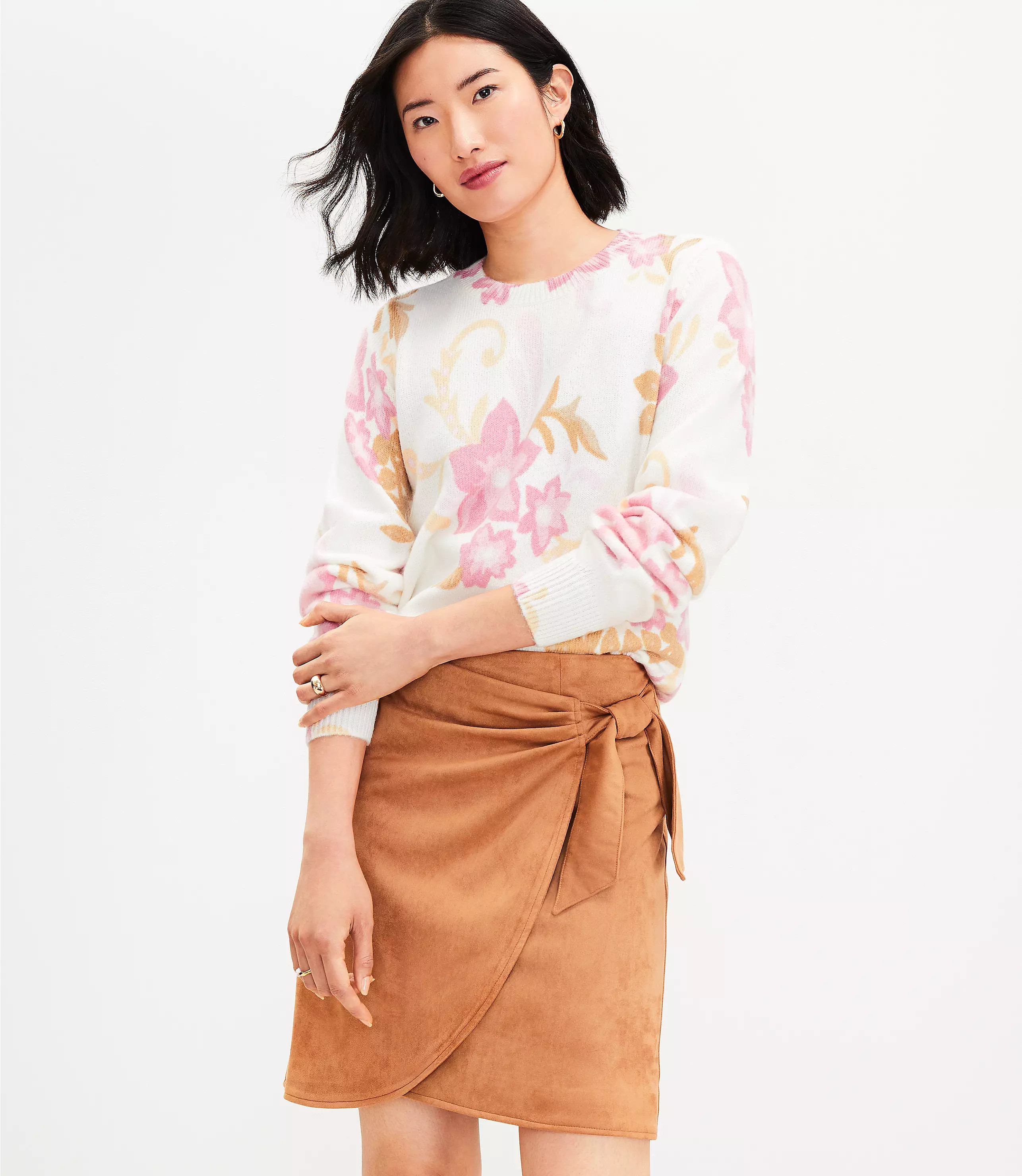 Faux Suede Wrap Skirt | LOFT