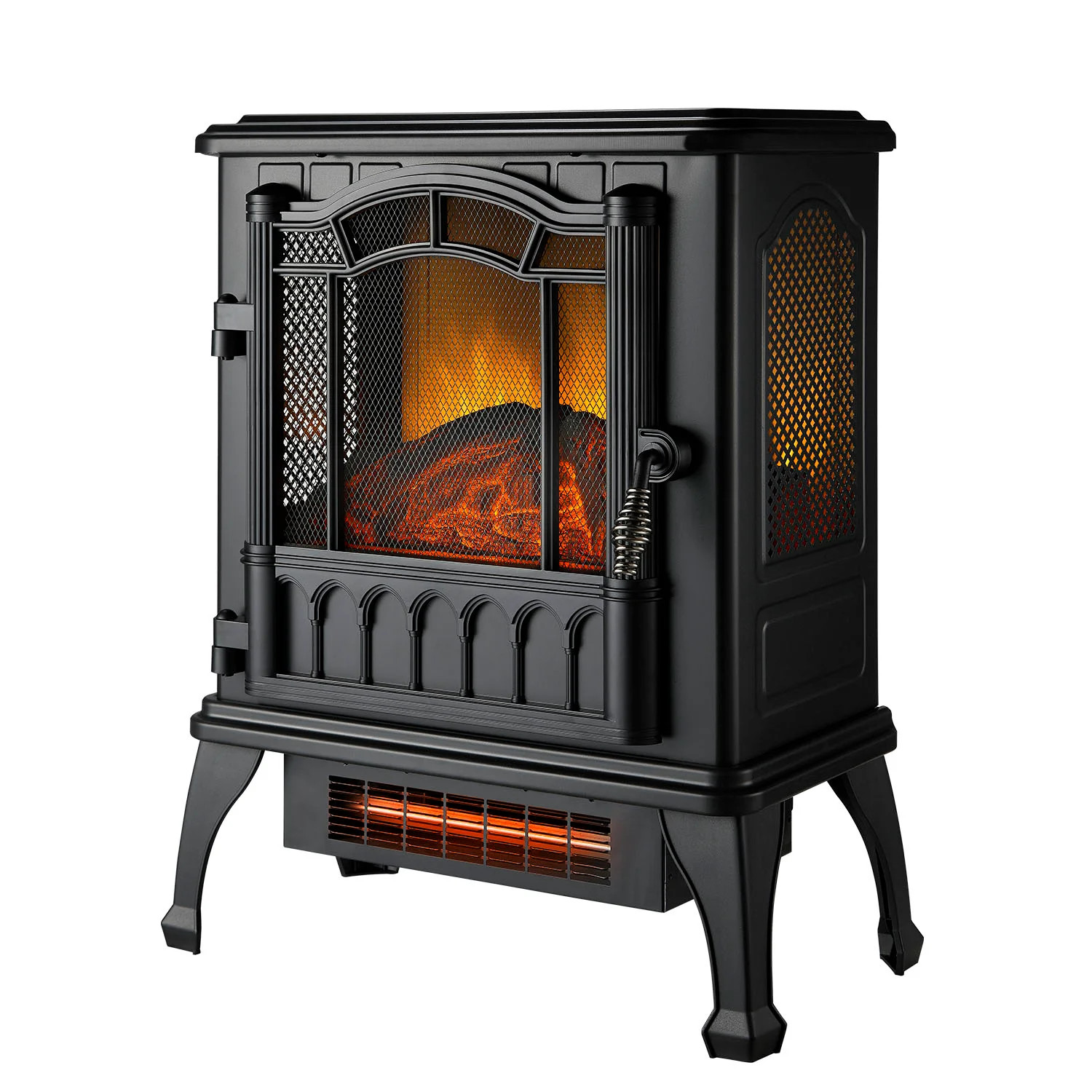 Mainstays New 2-Setting 3D Electric Stove Heater with Life-like Flame, Black | Walmart (US)