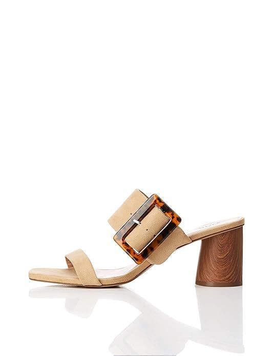 find. Large Buckle Block Heel Sandal, Women’s Open Toe Sandals | Amazon (UK)