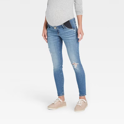 Mid-Rise Under Belly Distressed Skinny Maternity Jeans - Isabel Maternity by Ingrid & Isabel™ M... | Target