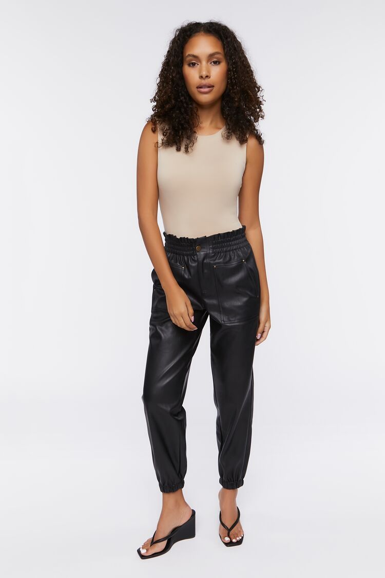 Faux Leather Mid-Rise Joggers | Forever 21 (US)