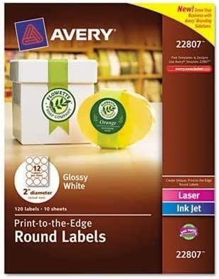 Avery 22807 Round Easy Peel Labels44; 2 in. Dia.44; Glossy44; White44; 120-Pack | Amazon (US)