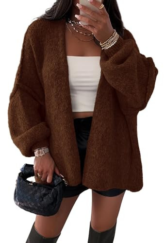 ATHMILE Womens Fall Oversized Cardigan Sweaters Long Lantern Sleeve Knit Open Front Lightweight Winter Fashion Clothes 2025 Caramel | Amazon (US)