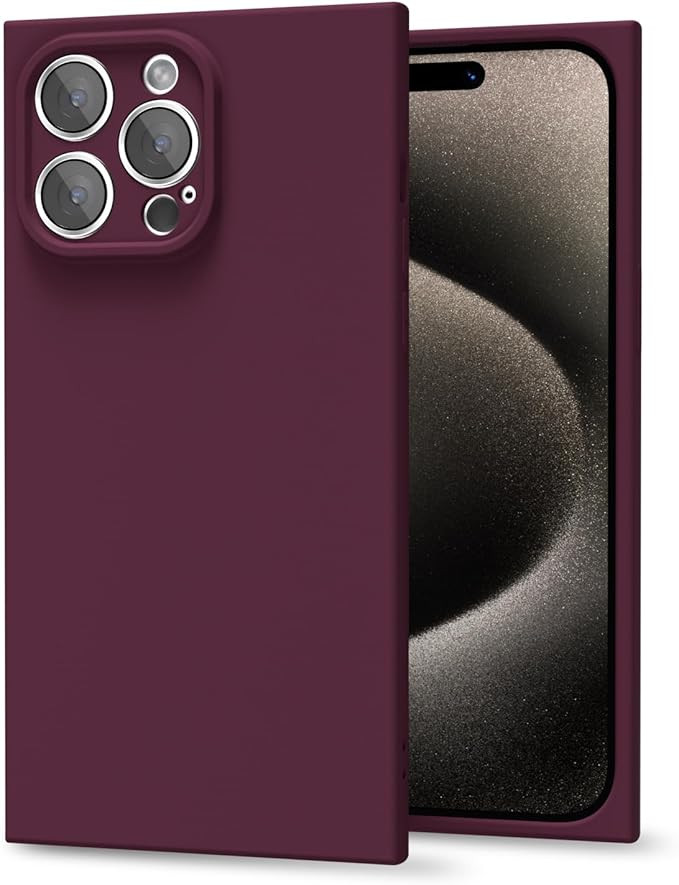 oakxco for iPhone 15 Pro Max Phone Case Silicone Rectangle Edge, Soft Rubber Cute Girly Aesthetic... | Amazon (US)