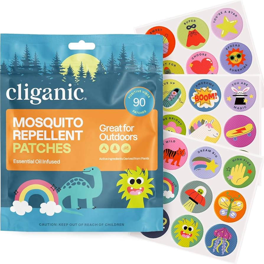 Cliganic Mosquito Repellent Stickers (90 Pack) - Positive Vibes Patches for Kids, Natural DEET-Fr... | Amazon (US)