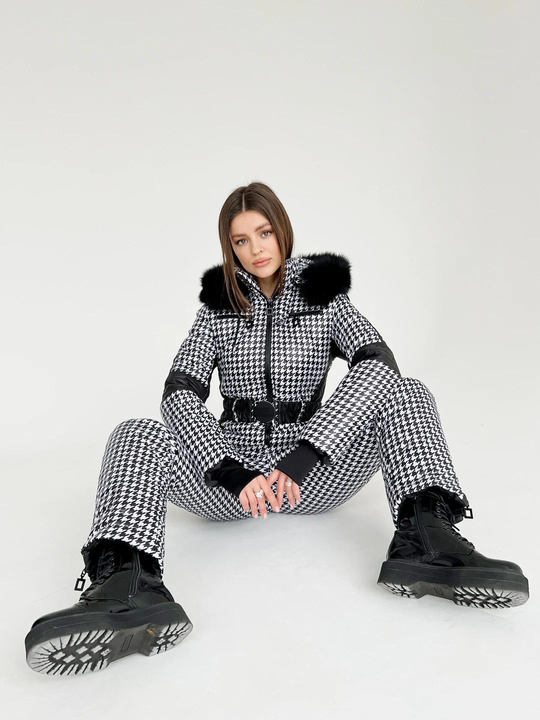 Women Ski Jumpsuit Houndstooth Pattern Ski Suit Woman One Piece Fashion Snowboarding Suit Snow Su... | Etsy (US)