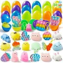 PCS Prefilled Easter Eggs With Assorted ToysFilled With Mochi Squishy Toys And Pop Bubble Fidget Keychains | SHEIN