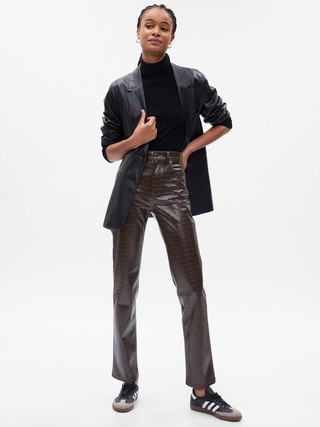 High Rise Vegan Croc Leather Cheeky Straight Pants | Gap (US)