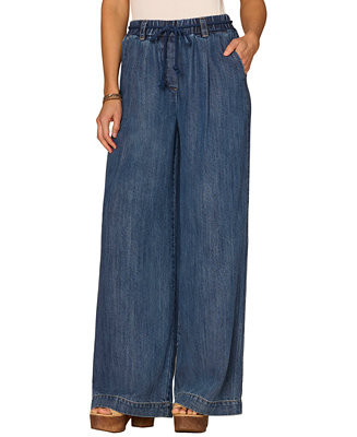 Petite Sky Rise Pleated Wide-Leg Pants | Macy's