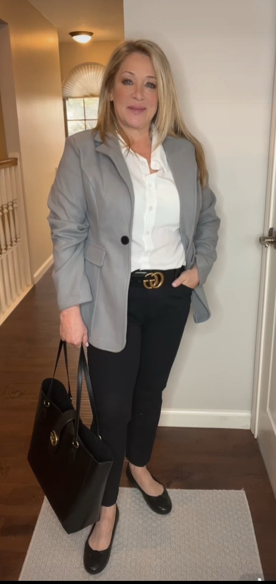 Casual work wear
For reference button up size XLg, blazer size XLg, black pants size 8

#LTKitbag #LTKshoecrush #LTKworkwear