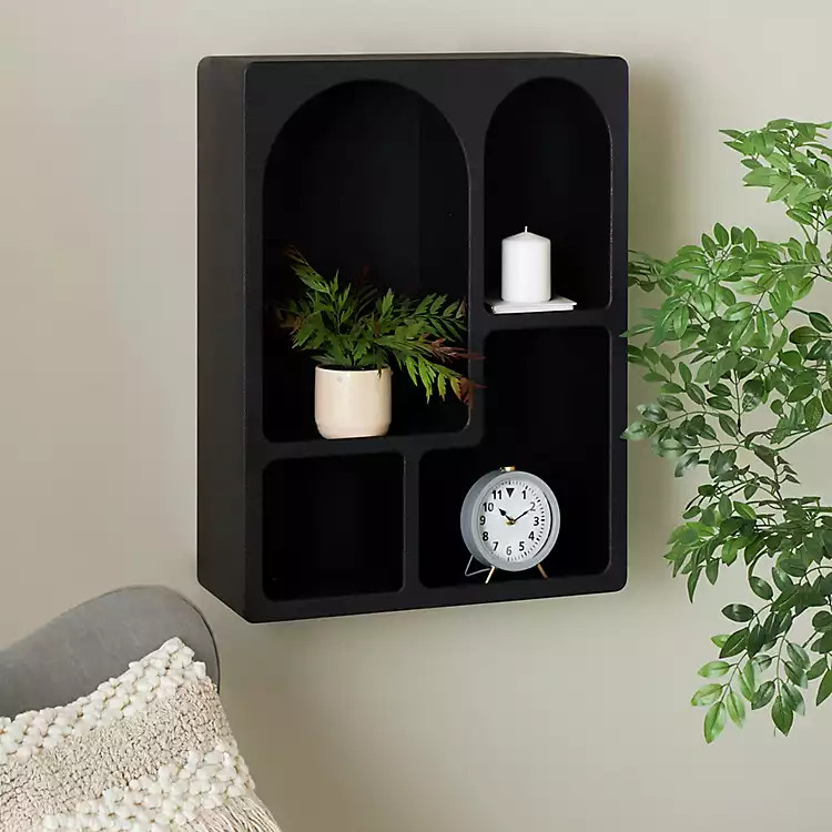 Black Floating Cubby Wall Cabinet | Kirklands Home | Kirklands