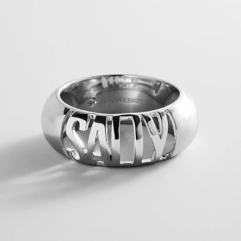 Domed Letter Custom Ring - Silver | BaubleBar