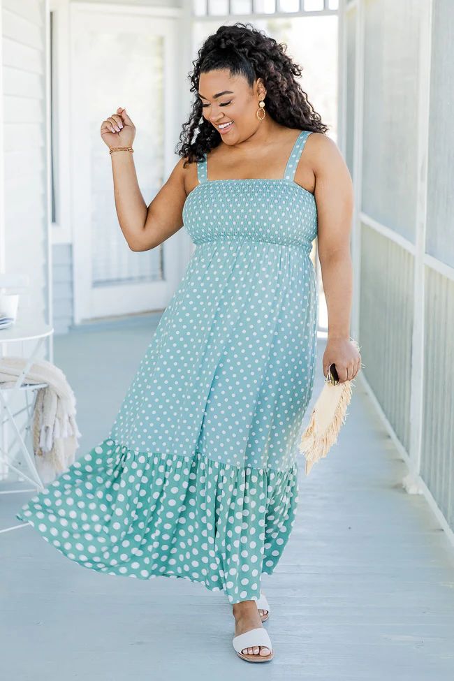 Sweetest Intentions Green Dot Print Maxi Dress | Pink Lily