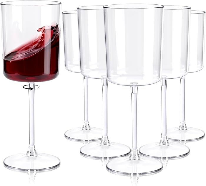 24 Pack Plastic Wine Glasses with Stem for Wedding & Party | Amazon (US)