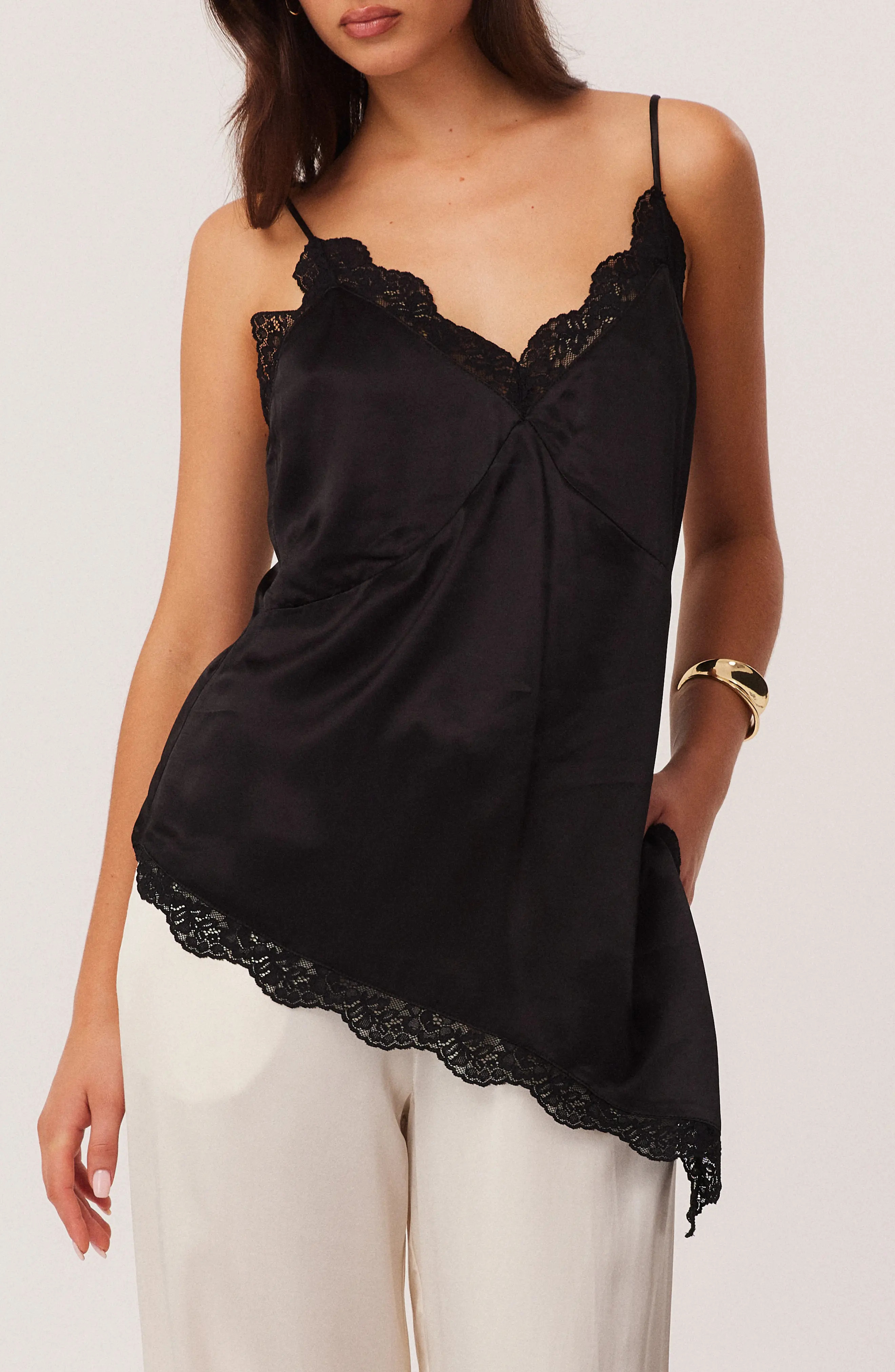 SNDYS Toni Lace Trim Asymmetric Camisole (Women) | Nordstrom | Nordstrom