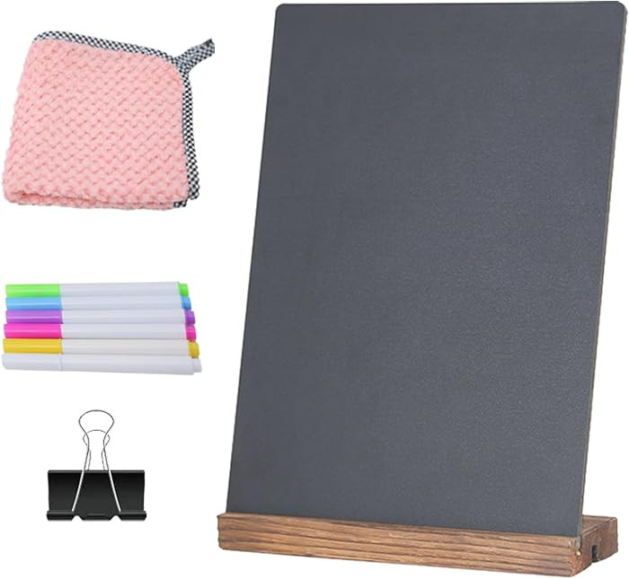 NEWNEWSHOW 8.7x12 Inch Chalkboard Signs, Erasable Message Blackboard Sign with Wood Base for Shop... | Amazon (US)