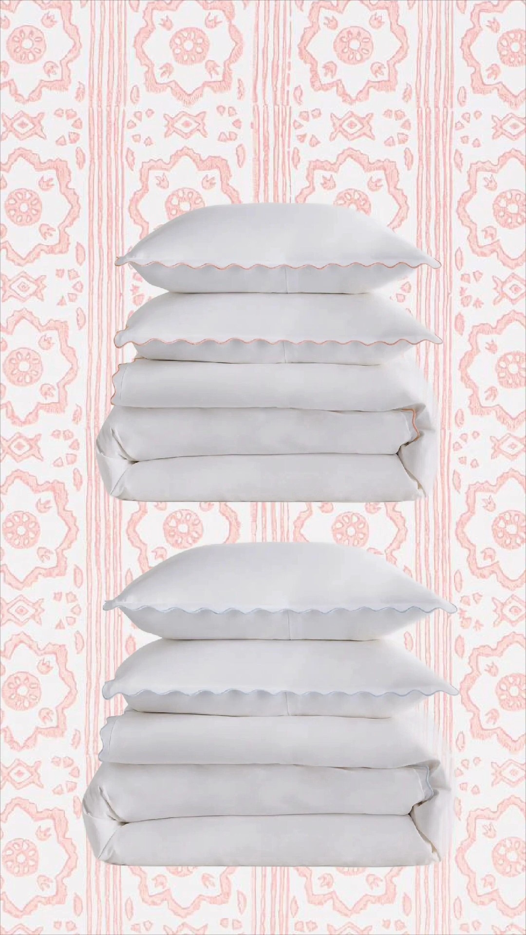 Scalloped sheets for kids bedroom, primary bedroom. Sheet set