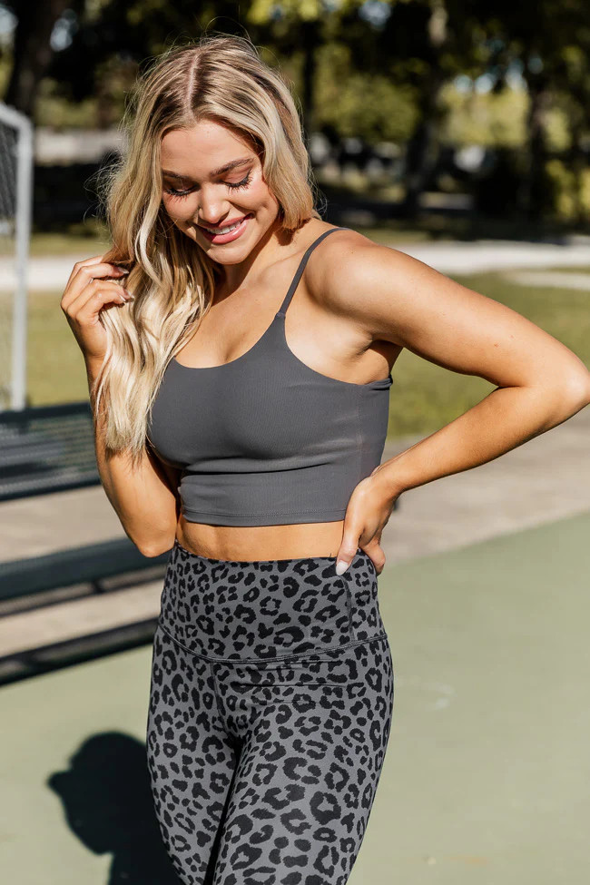 Rise And Grind Charcoal Ribbed Bra Top FINAL SALE - S | Pink Lily