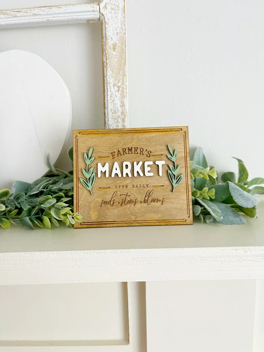 Farmers market  sign, tiered tray decor, spring decor, Floral signs | Etsy (US)