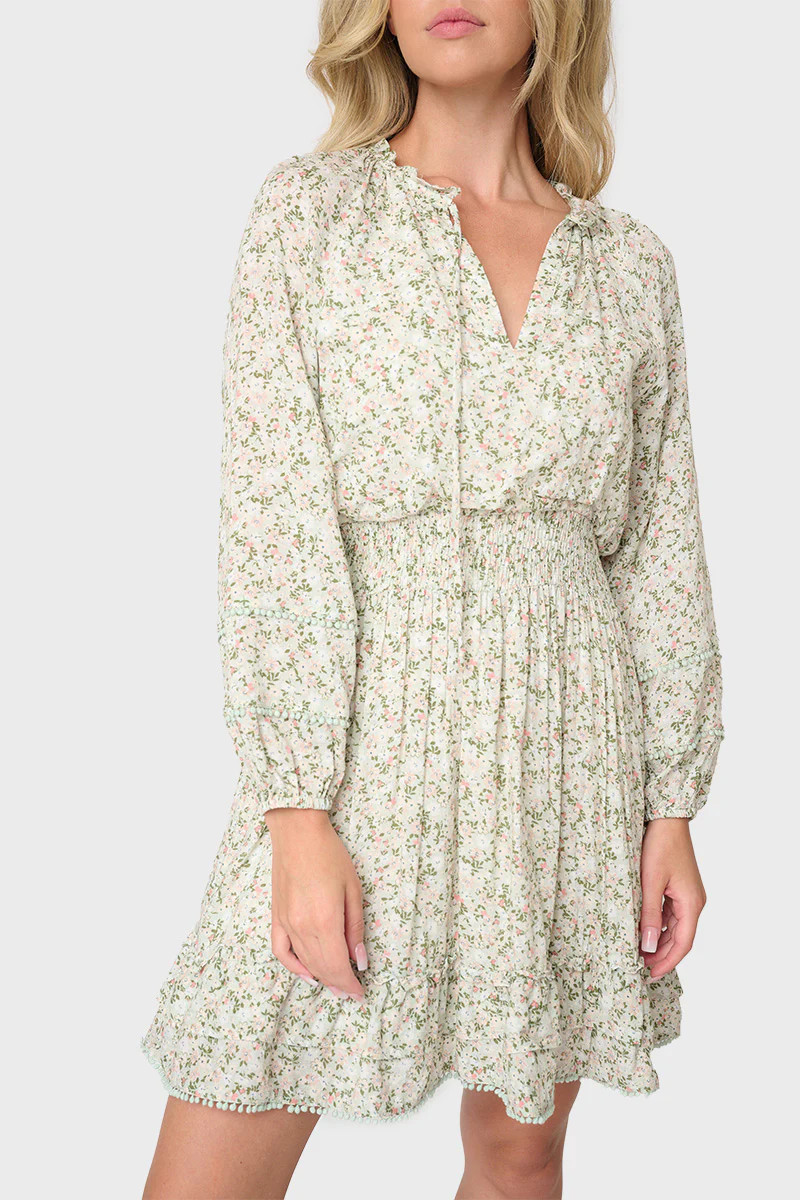 Wanderlust Long Sleeve Crochet Trim Dress | Gibson