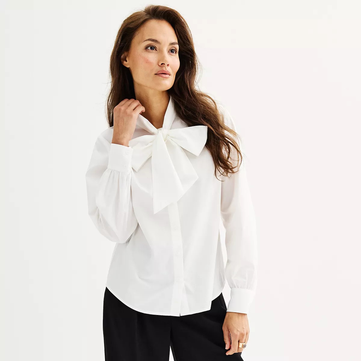 Women's Nine West Bow Neck Button Down Top | Kohl's