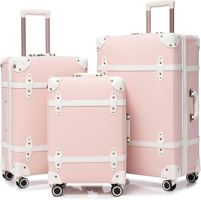 NZBZ Vintage Luggage Sets for Women, PU Leather Retro Suitcase, Vintage Trunk Luggage 3 Pieces, V... | Amazon (US)
