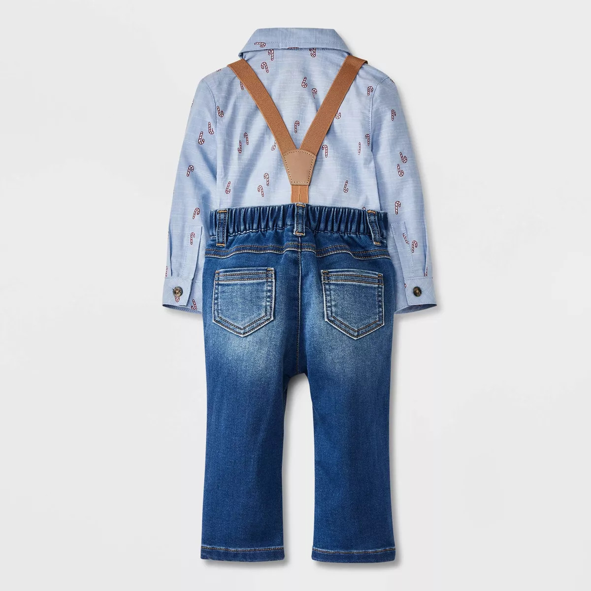 Baby Boys' Christmas Candy Cane 3pc Suspender Set - Cat & Jack™ Blue 18M | Target