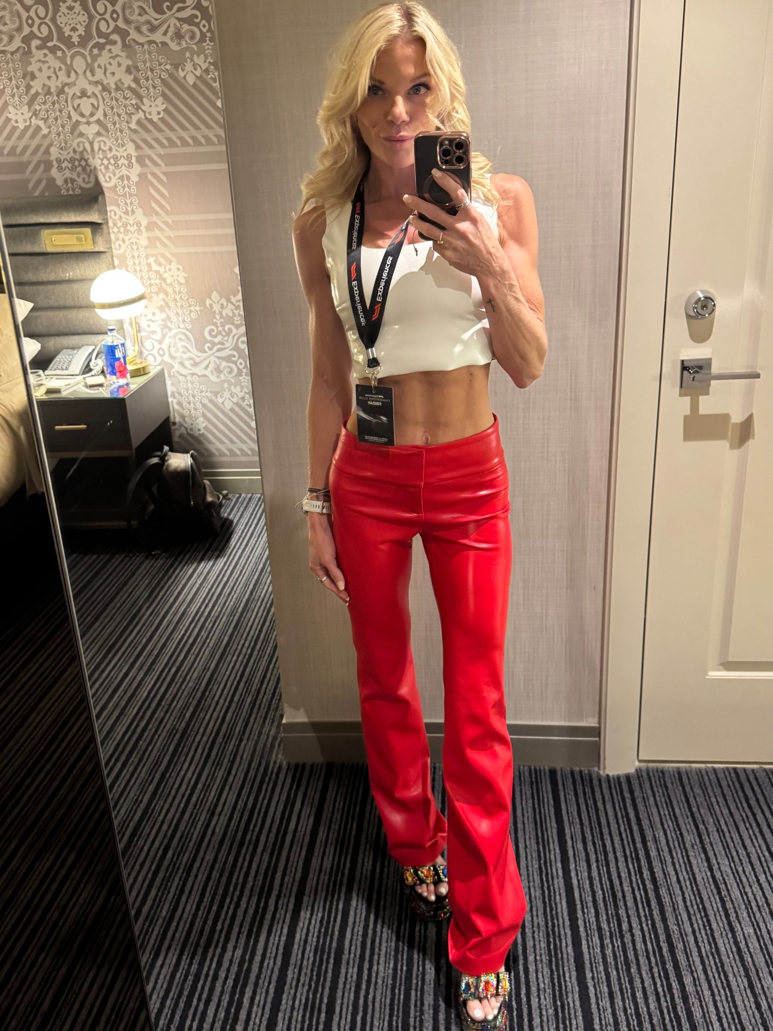 My Vegas F1 look. Clearly rooting for LeClerc 🐶.  These A&O leather pants are my faves but sold out everywhere!!! Linking the black version and the high rise red version! The leather is like butter! 😍

#LTKStyleTip #LTKShoeCrush #LTKSaleAlert