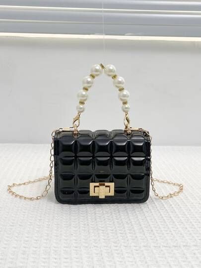 Mini Textured Faux Pearl Decor Square Bag | SHEIN