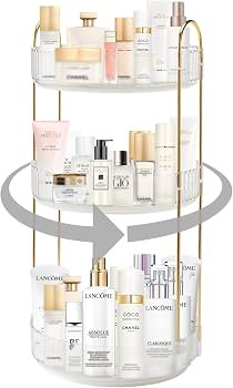 360° Rotating Makeup Organizer, Bathroom Make Up Spinning Holder Rack, Large Capacity Cosmetics ... | Amazon (US)