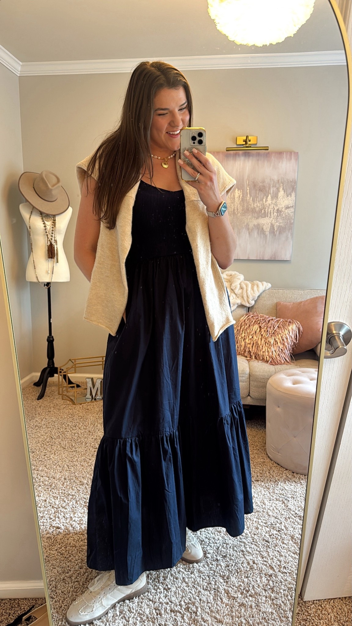 East coast summer outfit🤍 #eastcoastsummer #ootd #cardigan #navydress #seashell #lacesneakers

#LTKxVICI #LTKSeasonal #LTKStyleTip