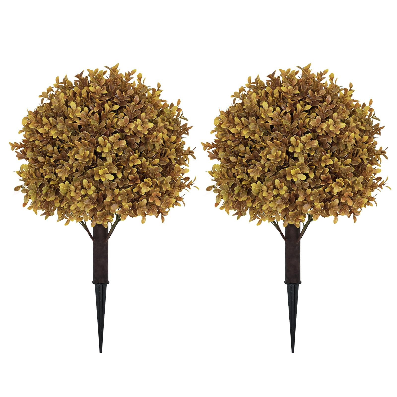 24" Tall Artificial Boxwood Ball Fall Topiary Trees Set of 2, UV Resistant Large Faux Plants Outd... | Amazon (US)