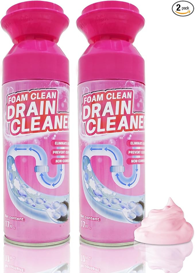 Foam Drain Cleaner, Drain Sink Cleaner and Deodorizer, Clog Remover for Kitchen, Sinks, Tubs (2 P... | Amazon (US)