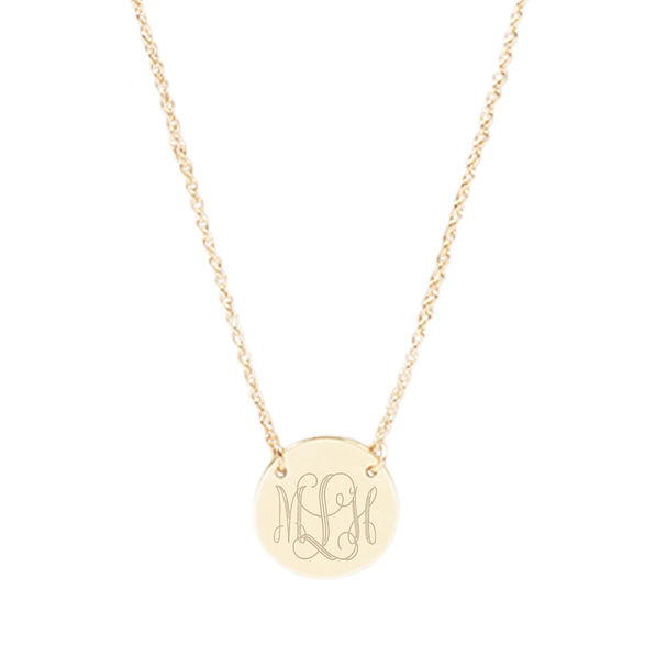 Monogrammed Delicate Disc Necklace | Marleylilly