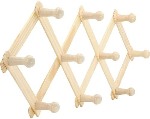 RAM-PRO Accordion Style Wood Expandable Rack Hat, Cap, Belt, Umbrella Coffee Mug Wall Wooden Pegs | Amazon (US)