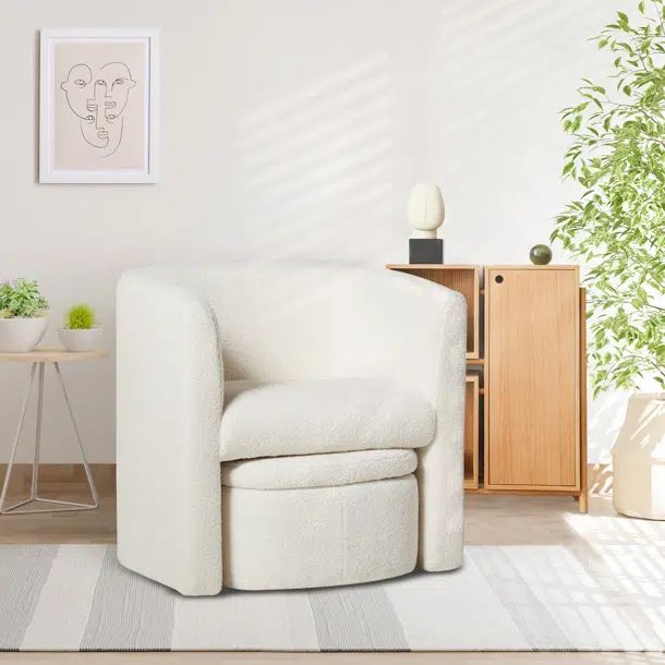 Sarcoxie Upholstered Barrel Accent Chair With Storable Ottoman | Wayfair North America