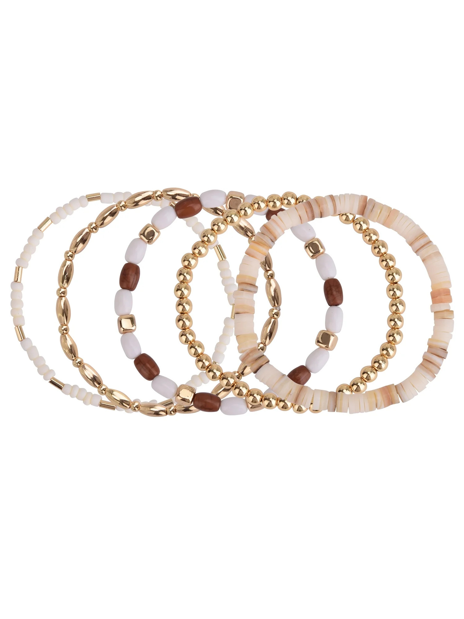 Time and Tru Women's Gold-Tone 5pc Multi-Strand Bracelet Set | Walmart (US)