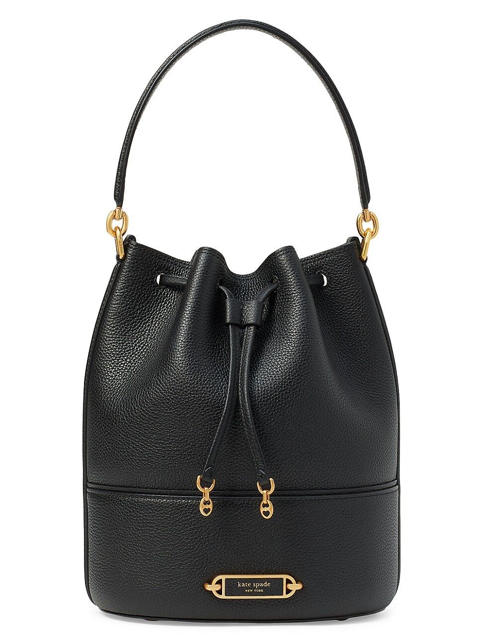 Women's Medium Elevated Pebble Leather Bucket Bag - Black - Black - Size Medium | Saks Fifth Avenue